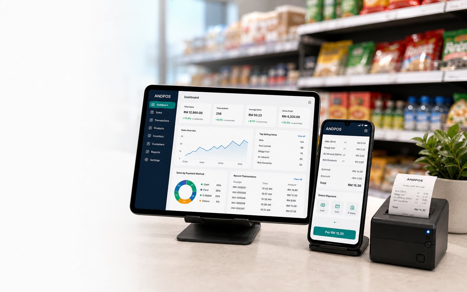 ANDPOS Android POS on tablet and mobile phone